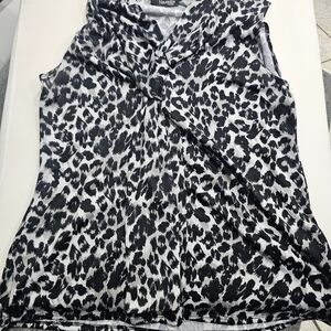 Avenue Black & White Leopard Twist-Front Camisole